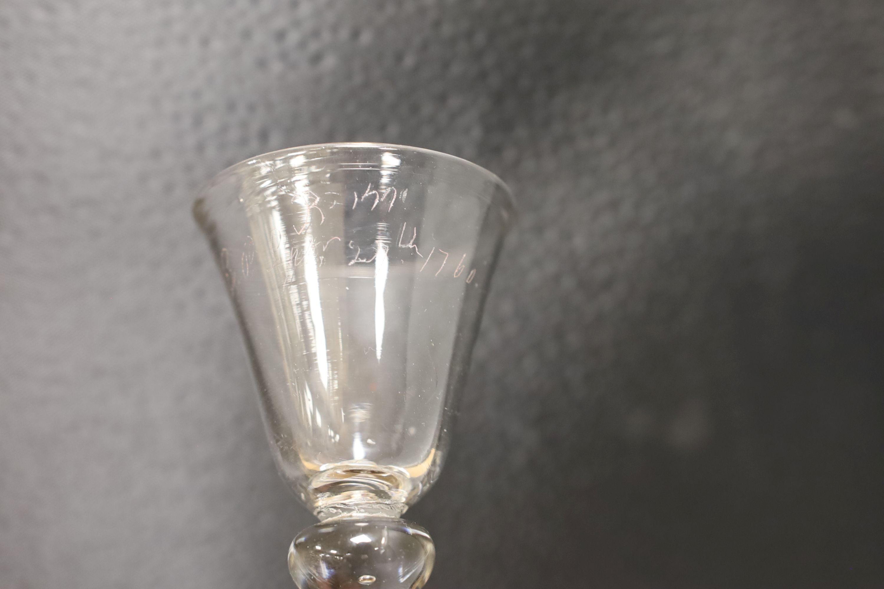 A Georgian Diamond point glass, folded foot - 15.5cm tall